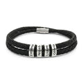 Personalized family leather bracelet with four kids names engraved