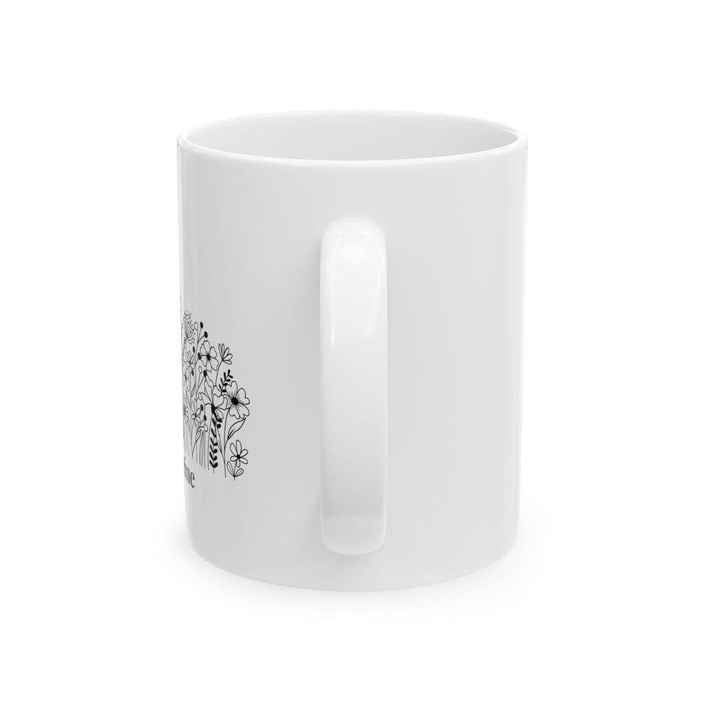 Line-Drawn Wildflower Mug with Name