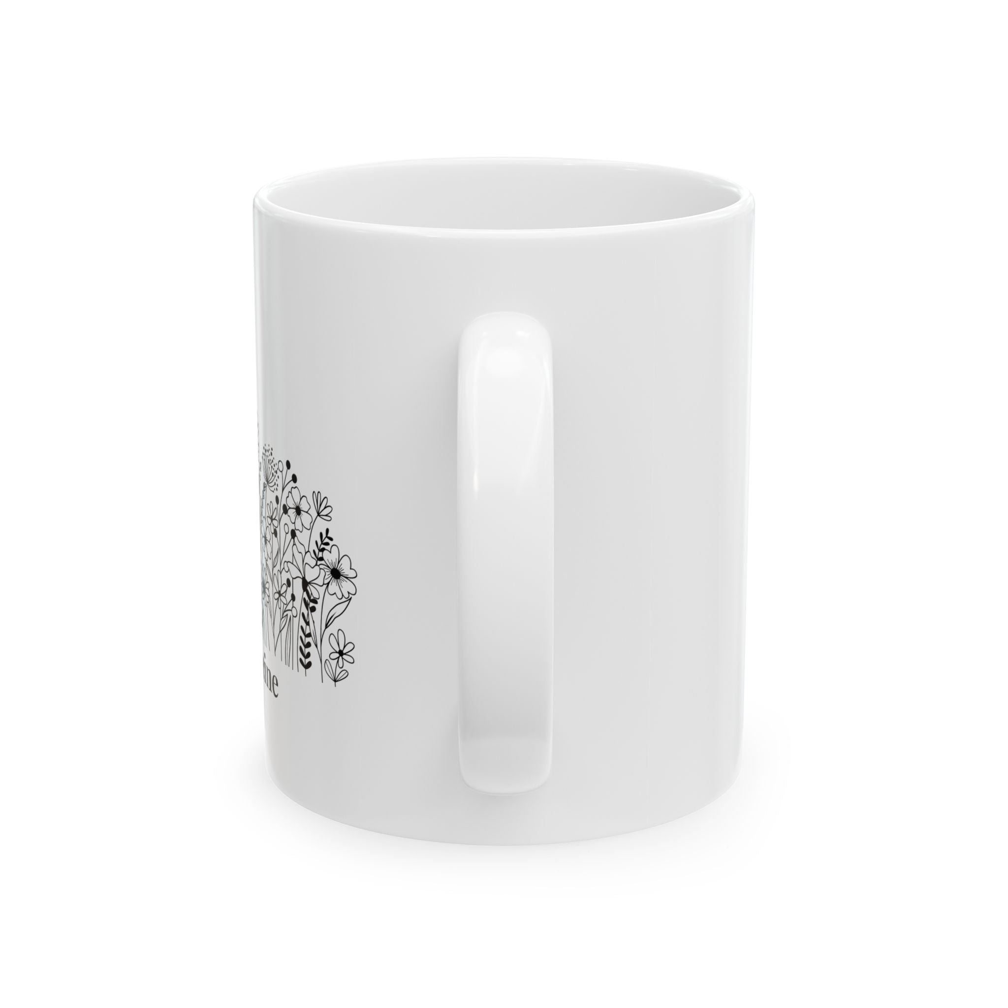 Line-Drawn Wildflower Mug with Name