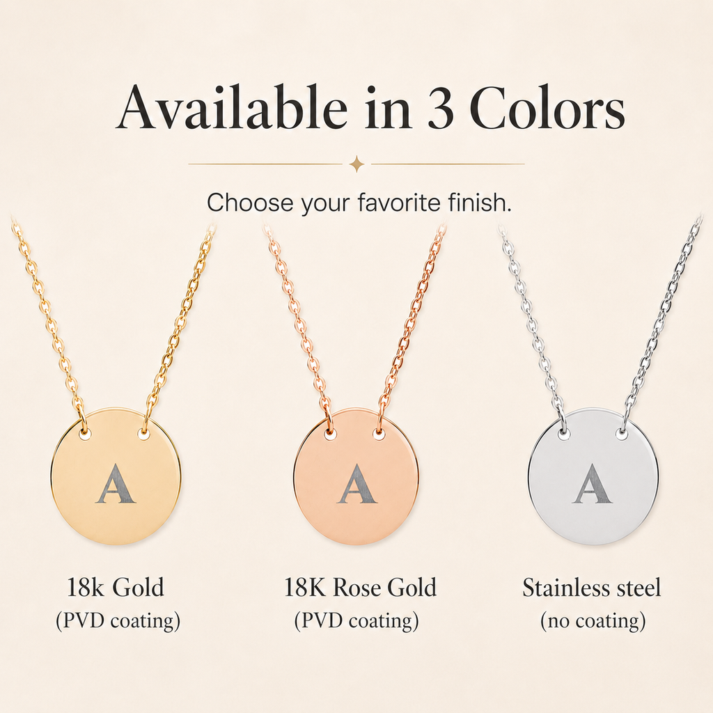 Delicate personalized single-letter necklace displayed overhead with fine gold chain