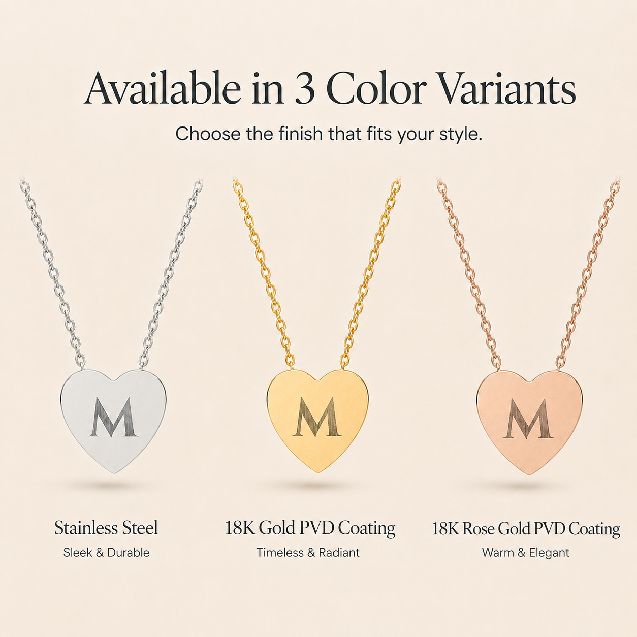 Gold personalized heart necklace in lifestyle setting