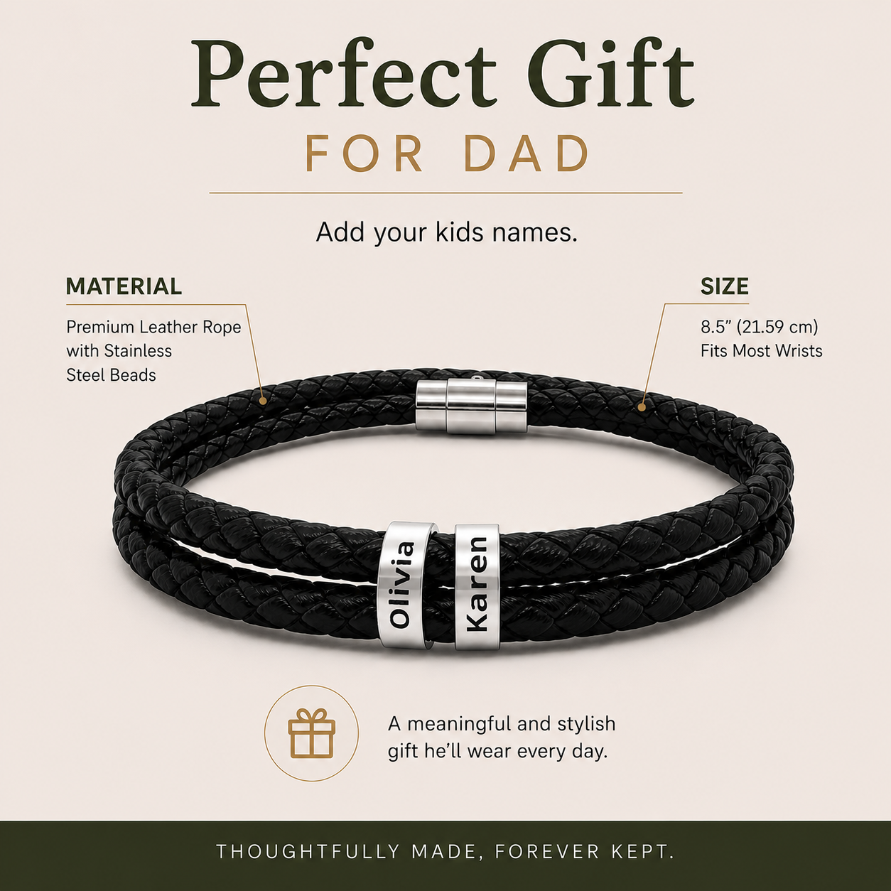 Twins leather bracelet worn on wrist in lifestyle setting