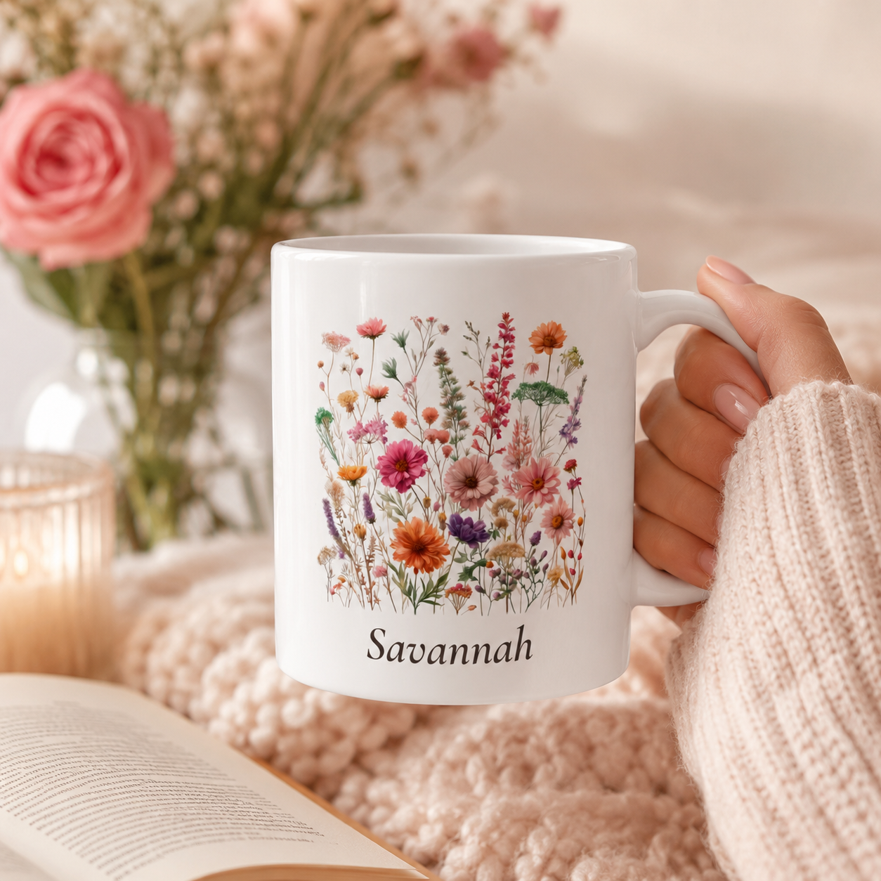 Personalized Wildflower Mug with Name