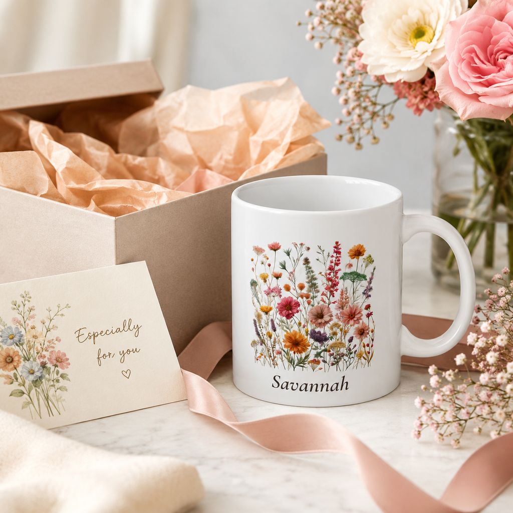 Personalized Wildflower Mug with Name