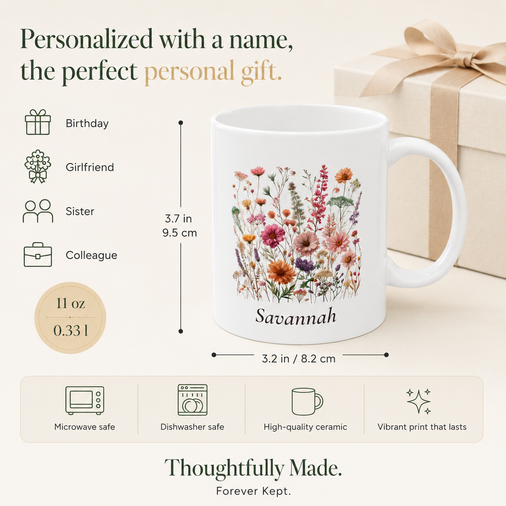 Personalized Wildflower Mug with Name
