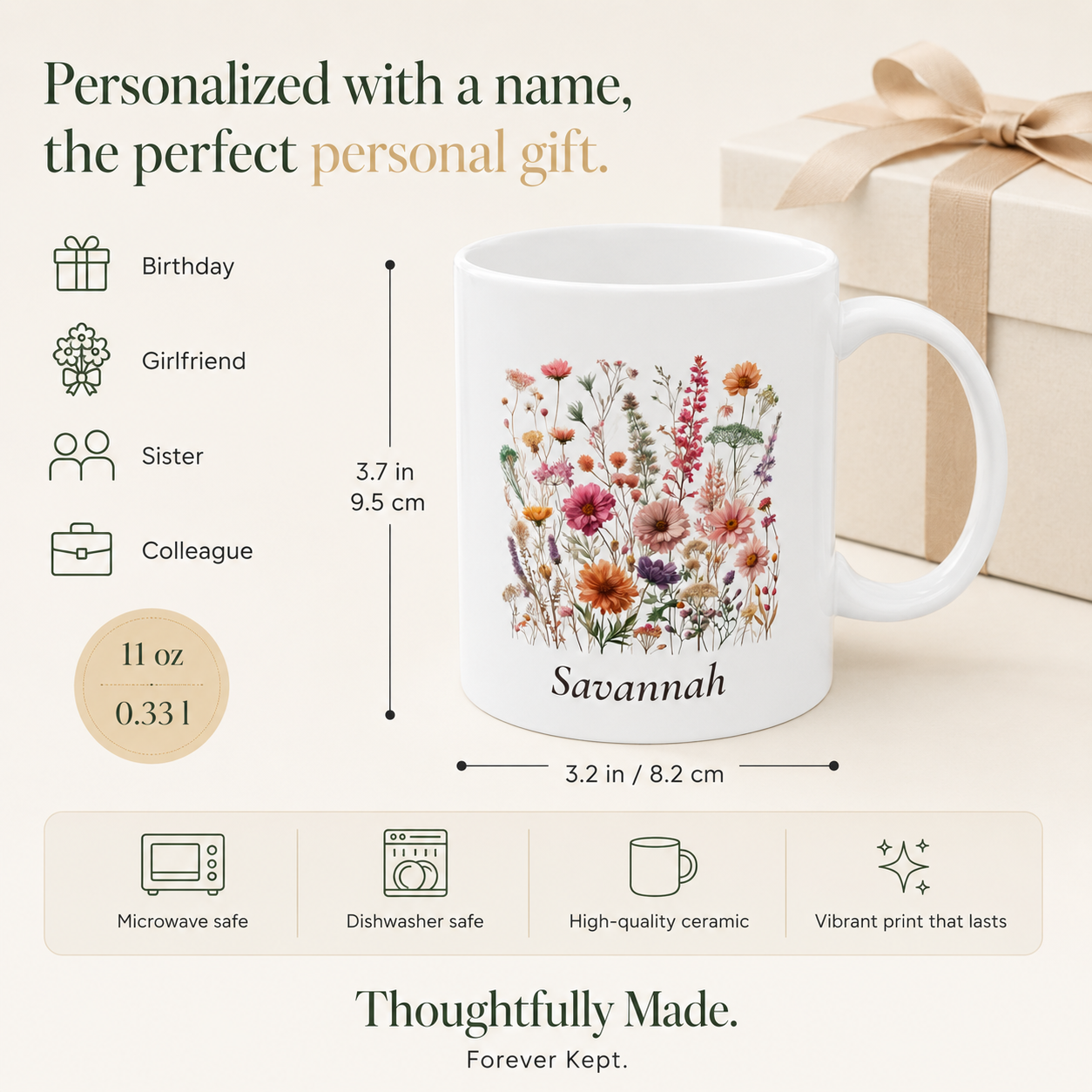 Personalized Wildflower Mug with Name