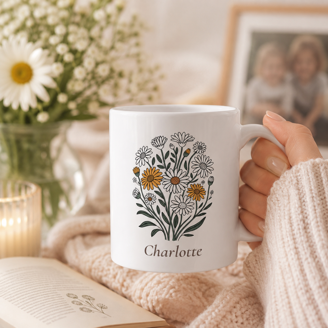 Personalized Daisy Mug with Name