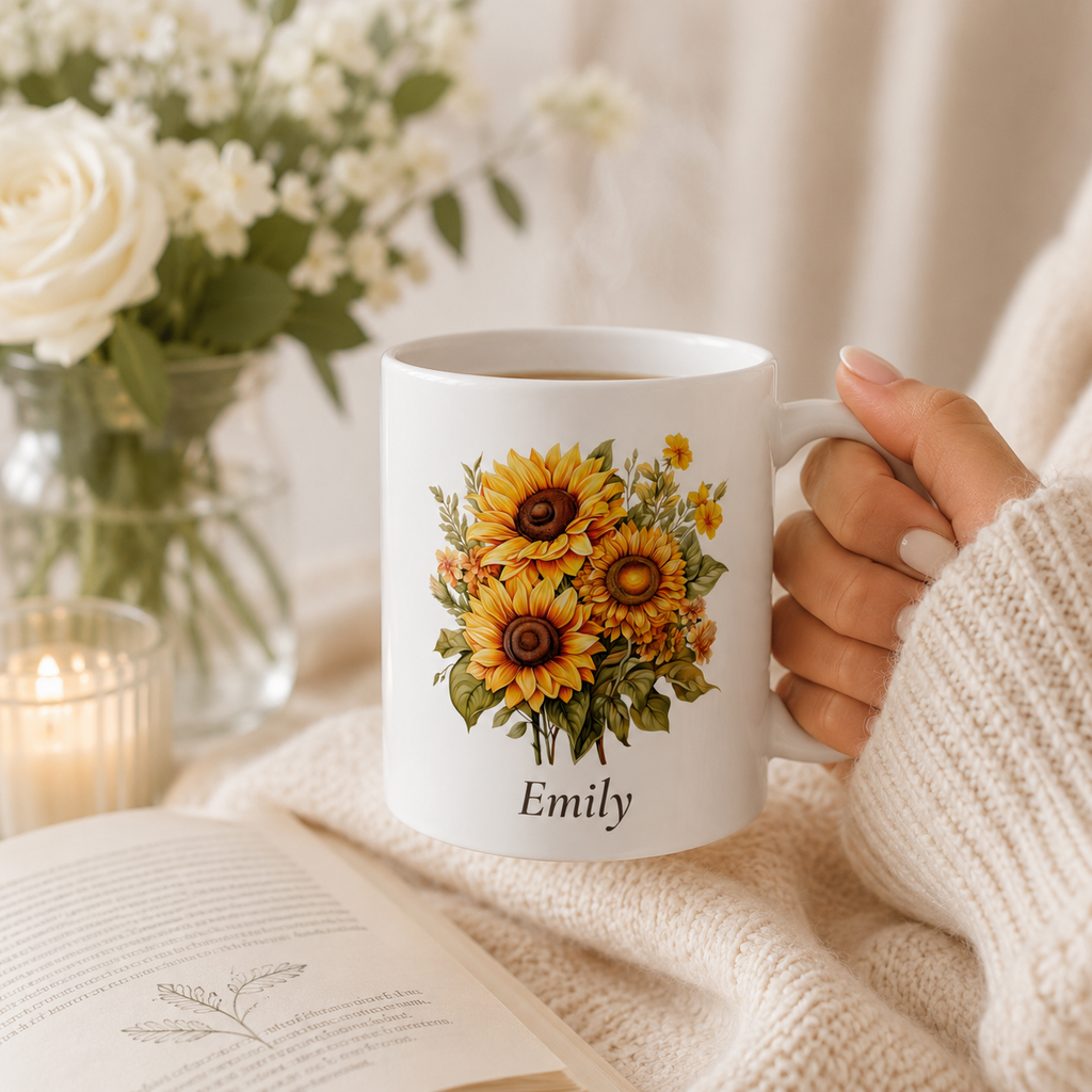 Personalized Sunflower Mug with Name