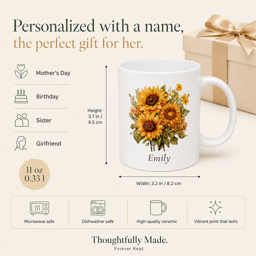 Personalized Sunflower Mug with Name