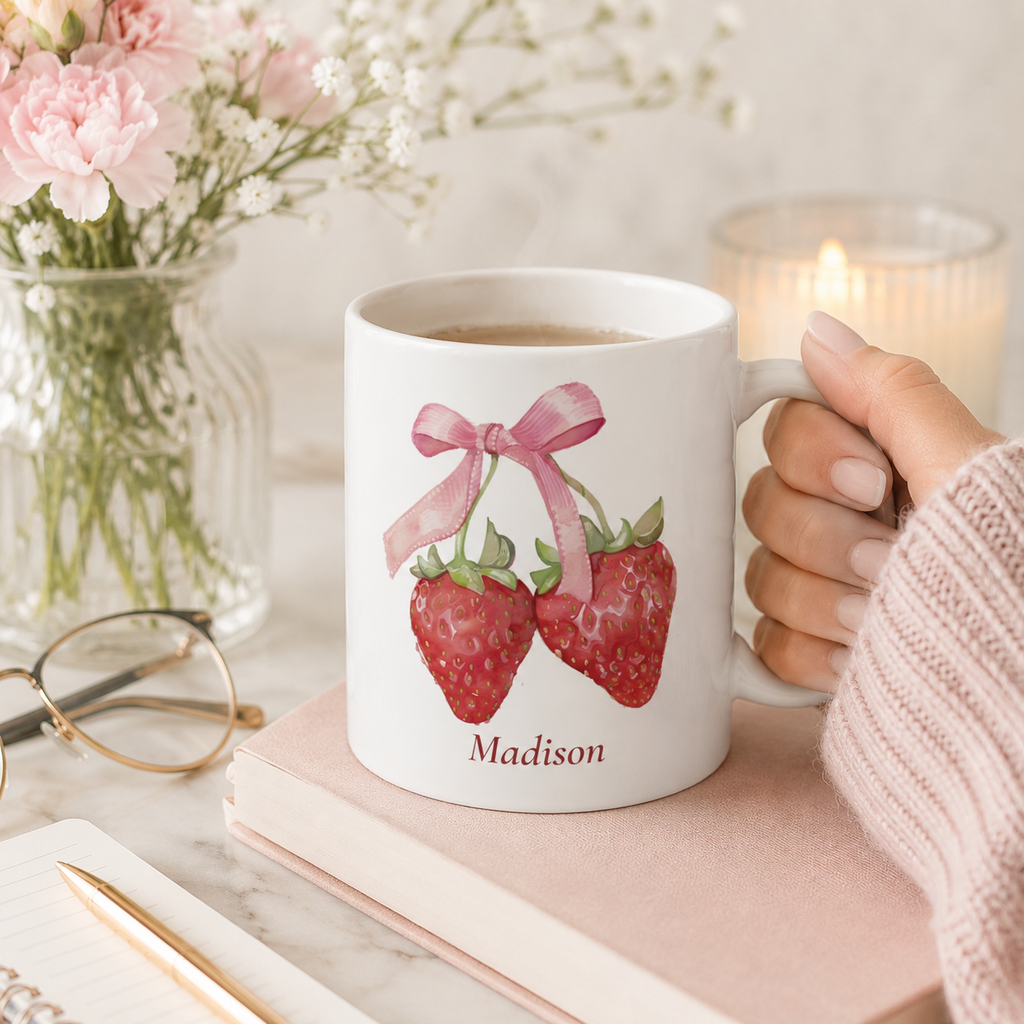 Personalized Twin Strawberry Mug with Name