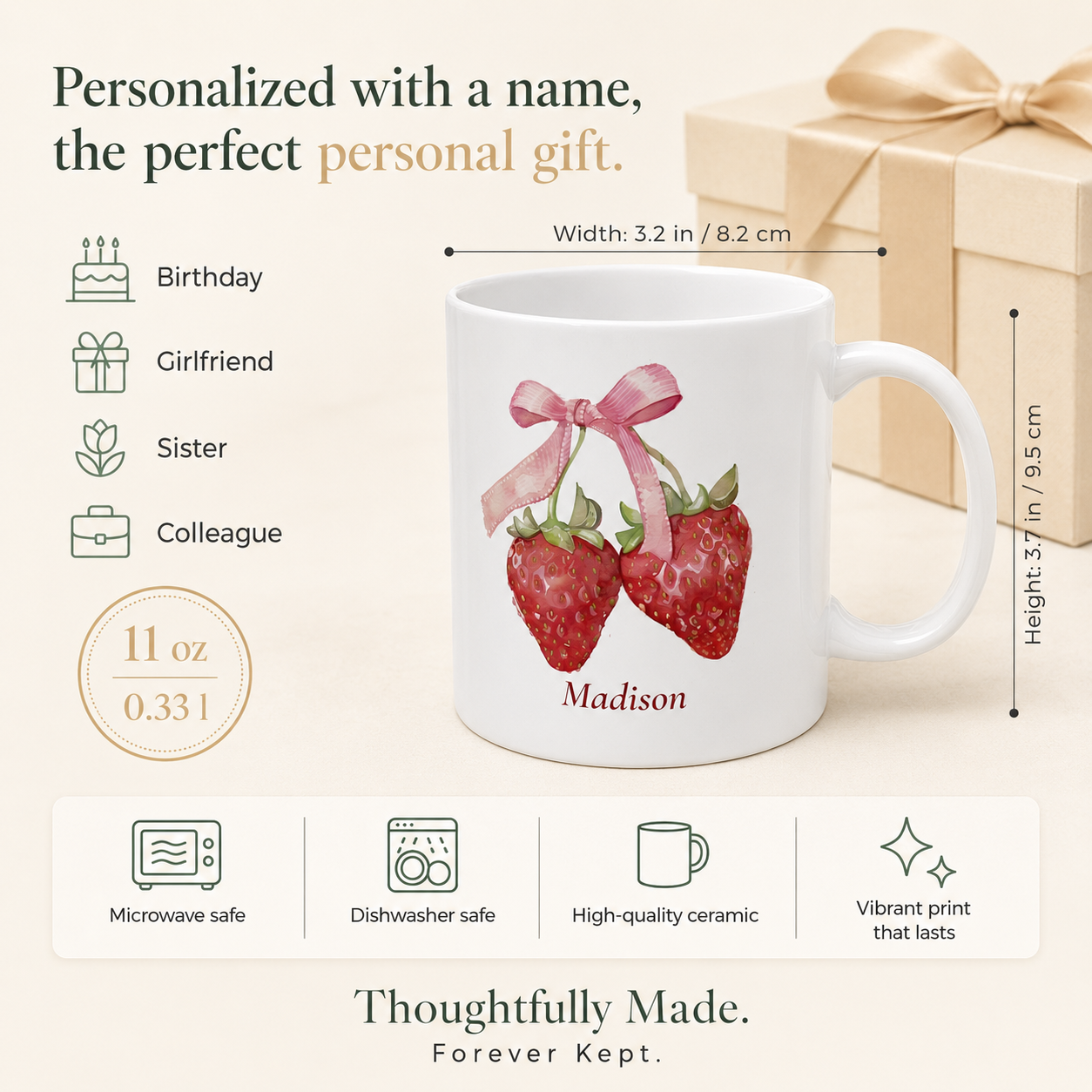 Personalized Twin Strawberry Mug with Name