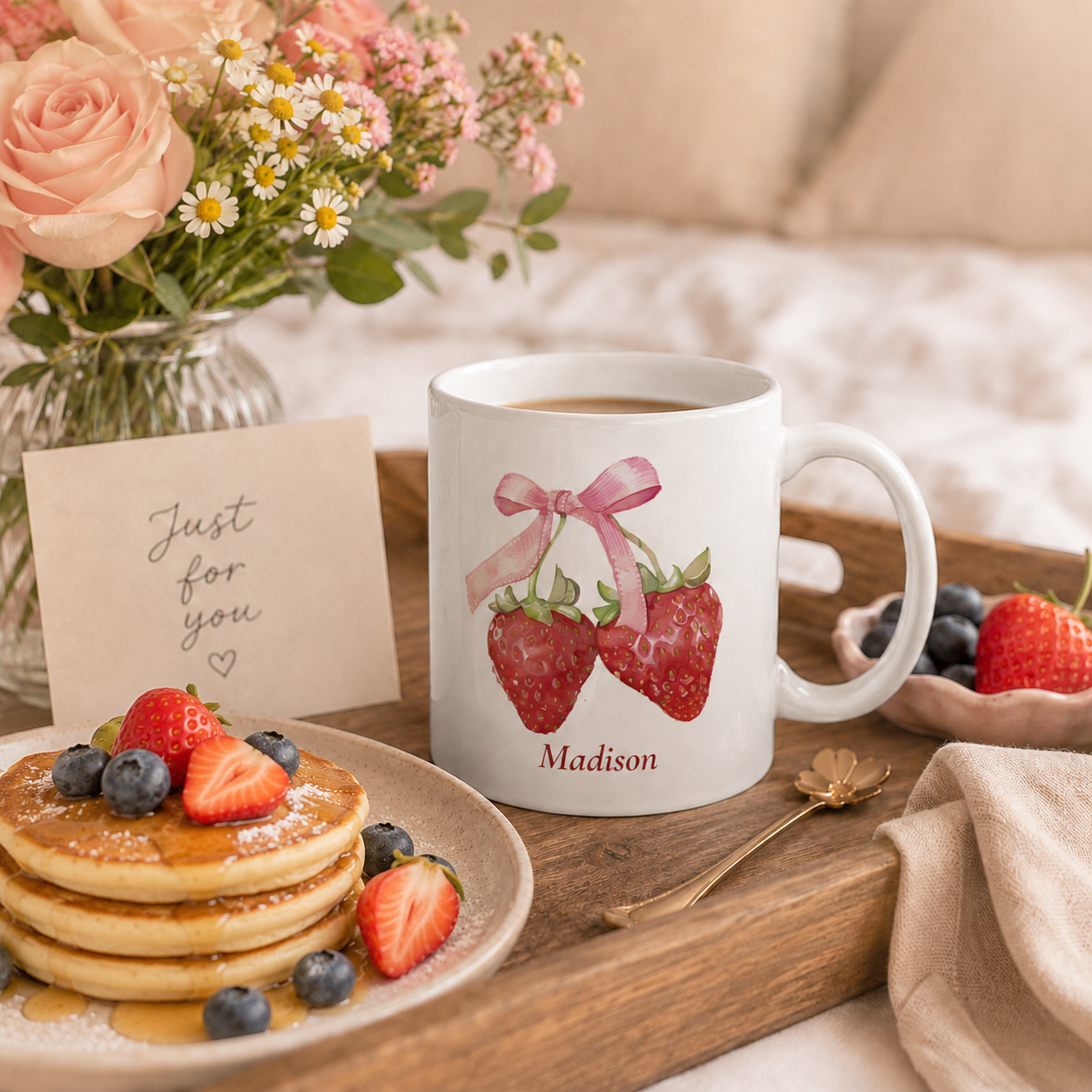 Personalized Twin Strawberry Mug with Name