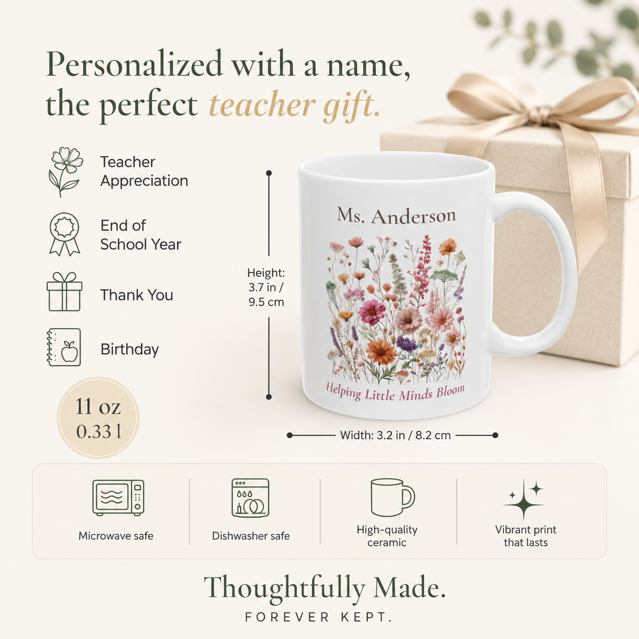Teacher Personalized Mug - Helping Little Minds Bloom