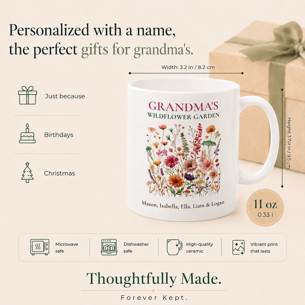 Grandma's Wildflower Garden Personalized Mug