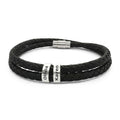 Personalized twins leather bracelet with two kids names engraved