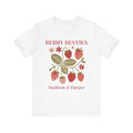 Berry Besties personalized t-shirt with strawberry design and two custom names Madison and Harper