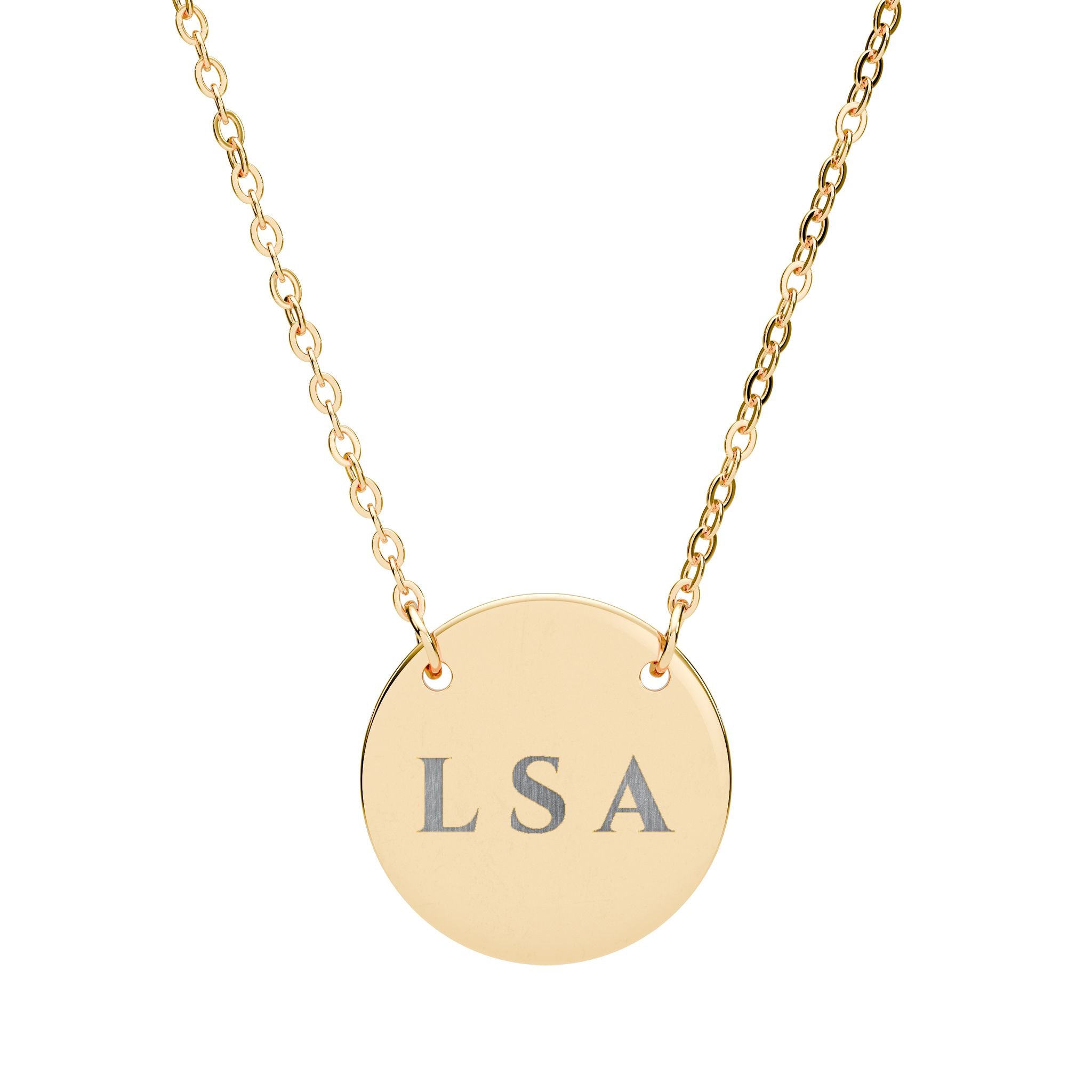Personalized Engraved Three-Initial Circle Necklace