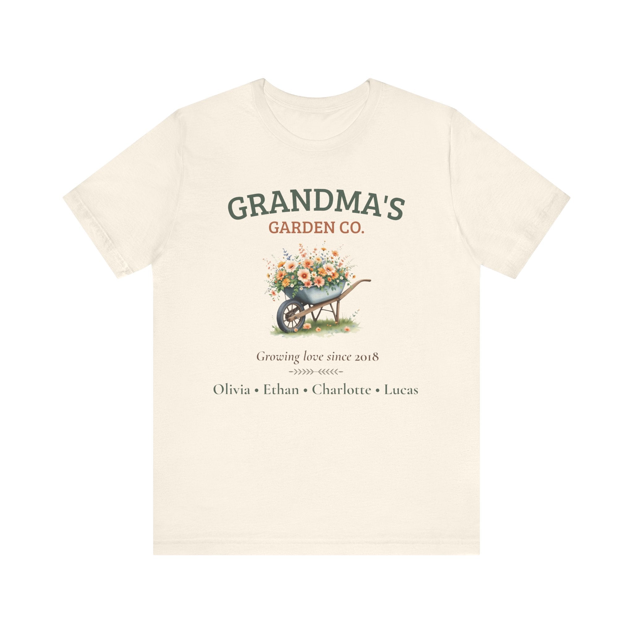 Personalized Grandma's Garden Co. T-Shirt with Grandkids' Names