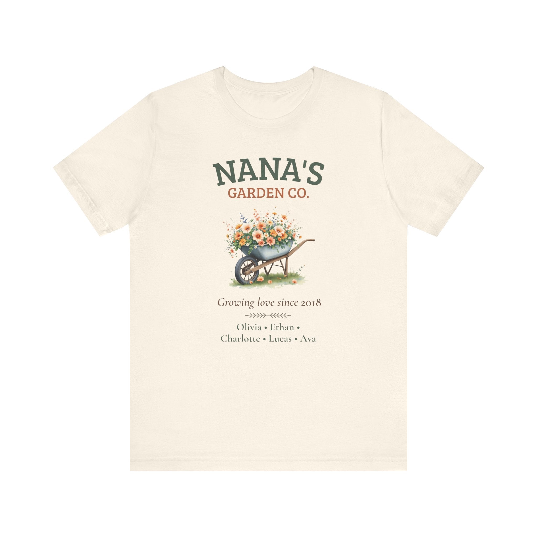 Personalized Nana's Garden Co. T-Shirt with Grandkids' Names