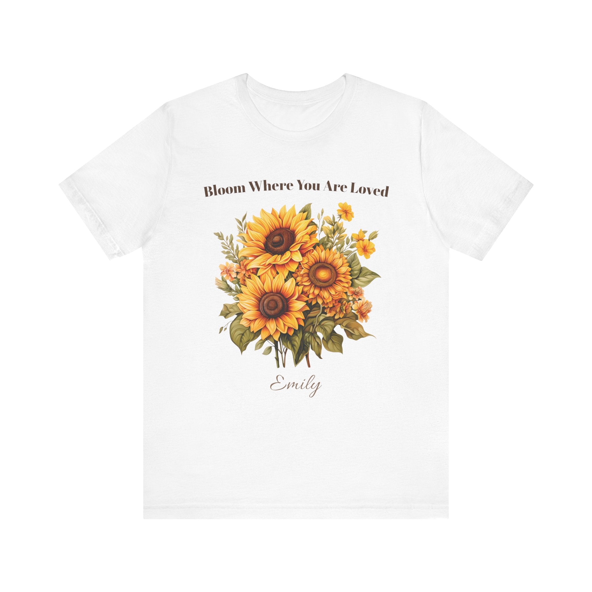 Personalized 'Bloom Where You Are Loved' Sunflower T-Shirt