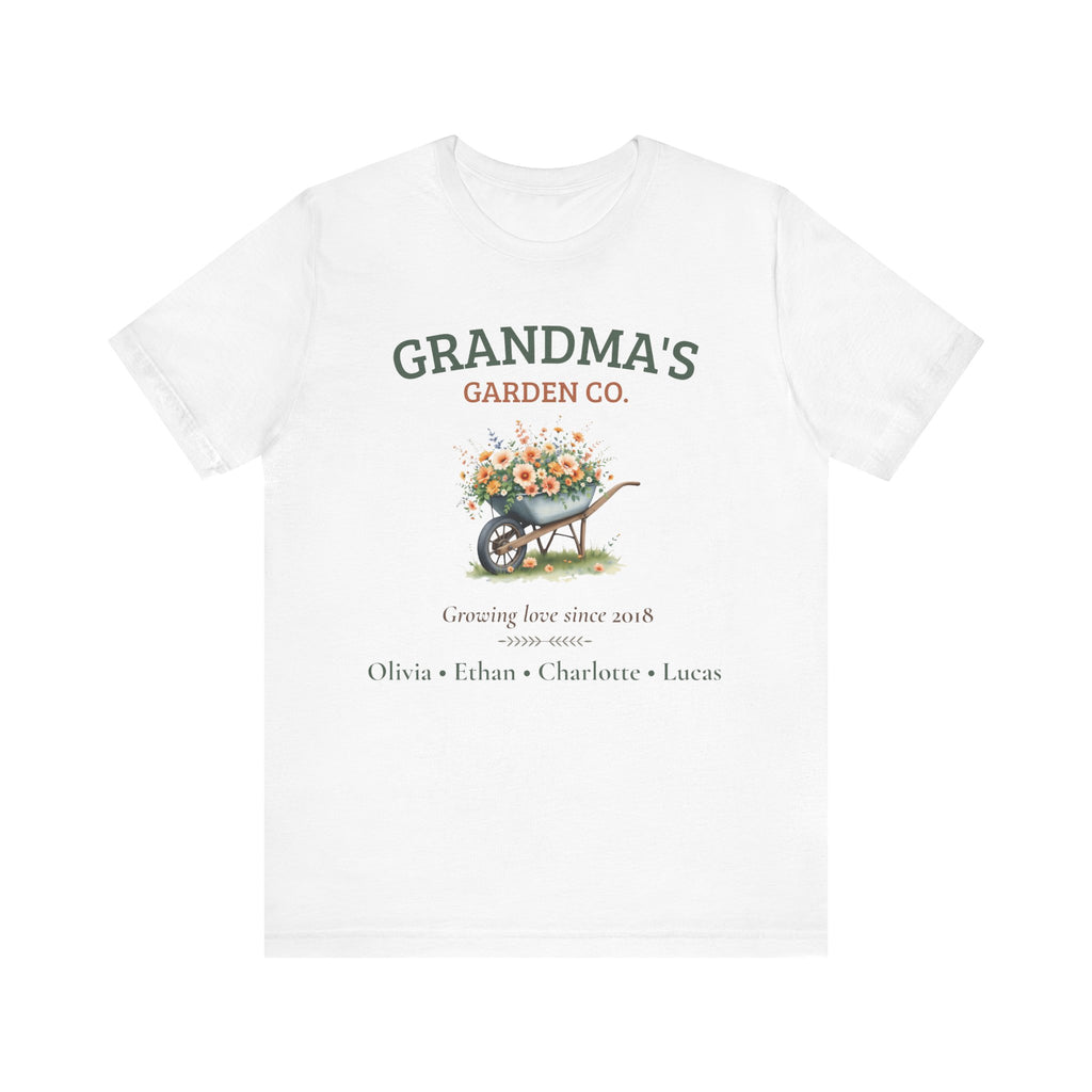 Personalized Grandma's Garden Co. T-Shirt with Grandkids' Names