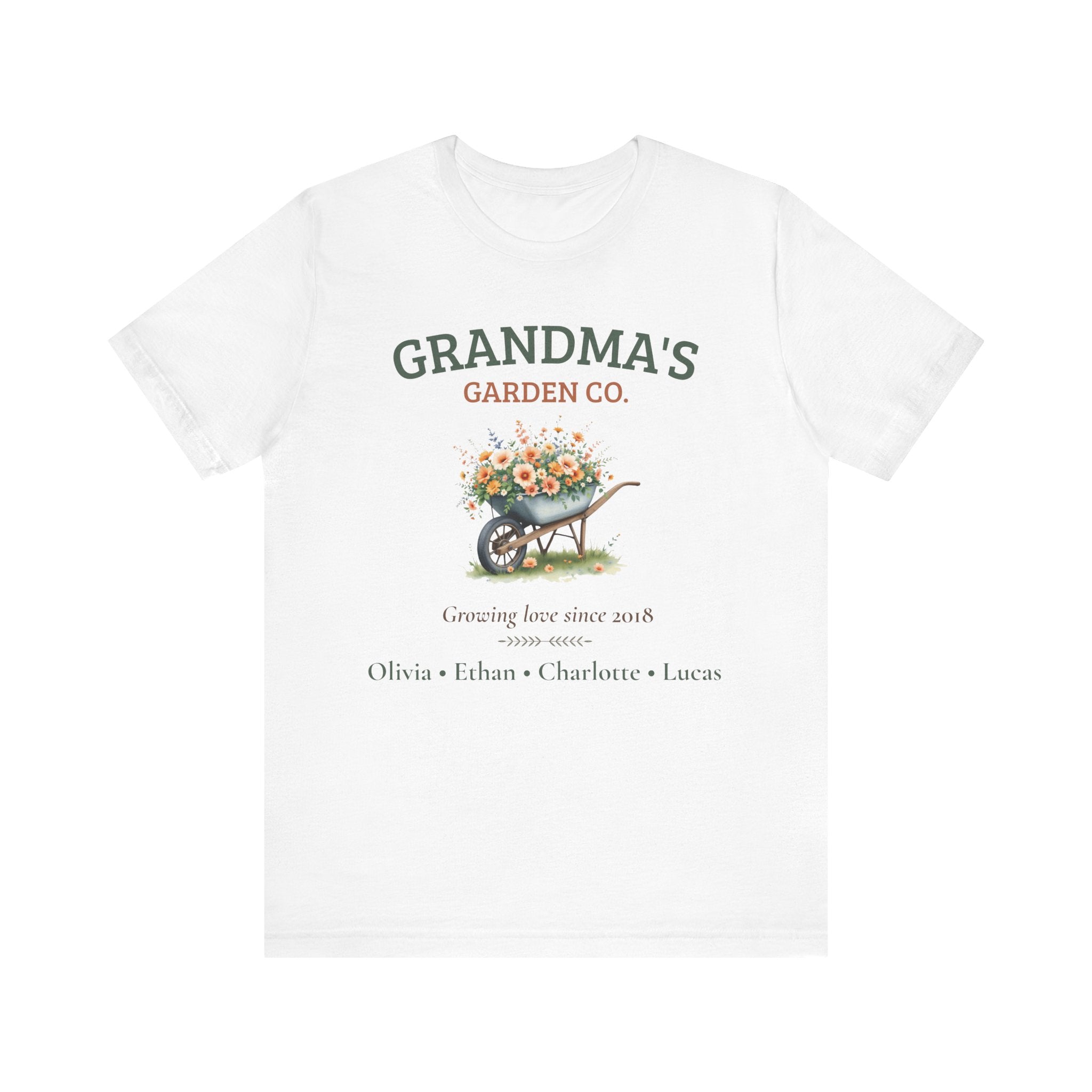 Personalized Grandma's Garden Co. T-Shirt with Grandkids' Names