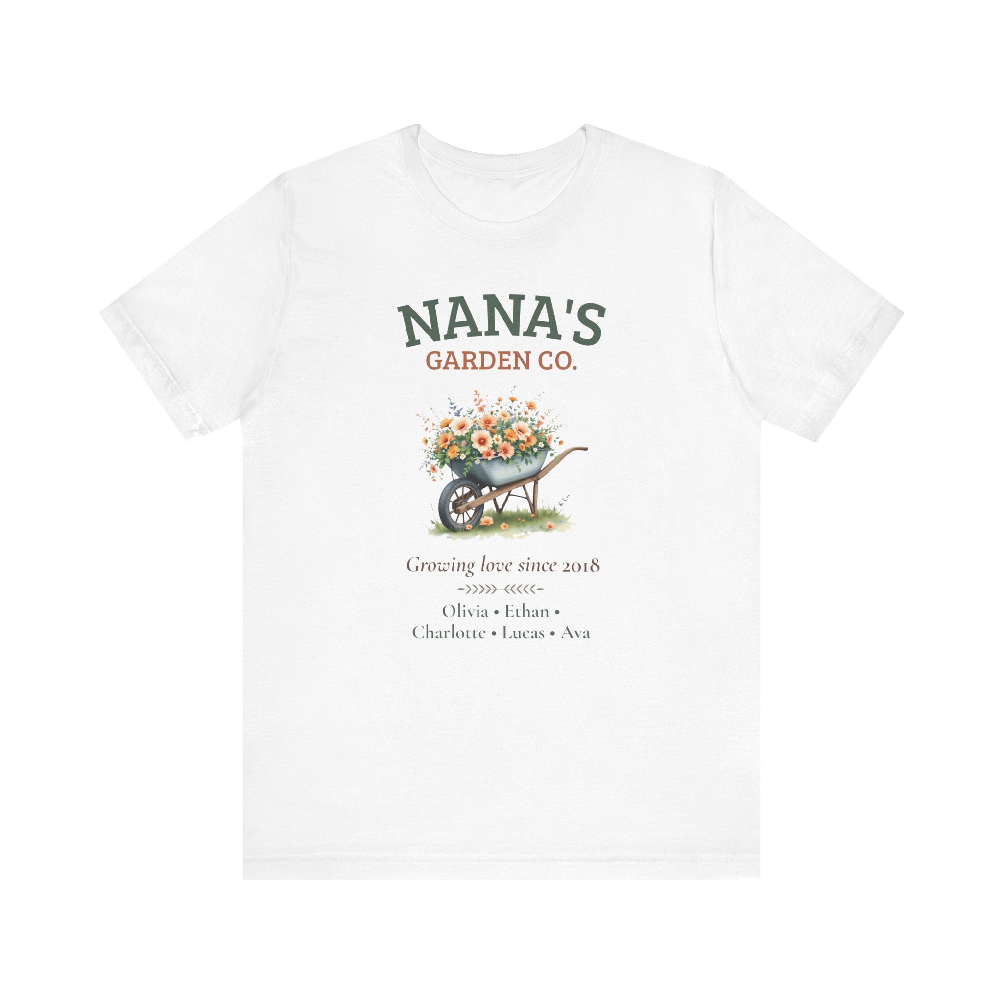 Personalized Nana's Garden Co. T-Shirt with Grandkids' Names