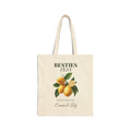Personalized Besties Zest natural canvas tote with a watercolour lemon design, 'Picked For Sunny Days' and two names