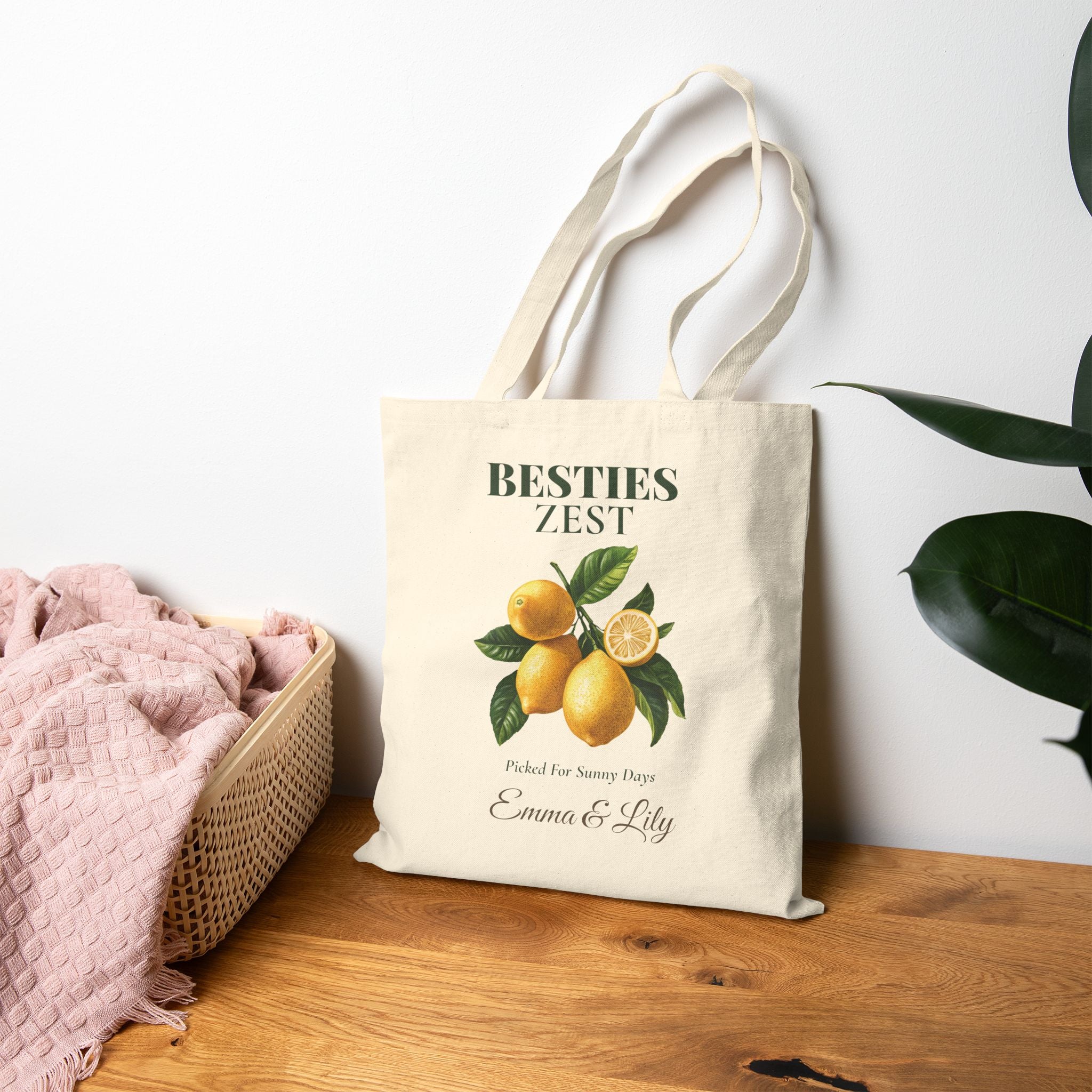 Besties Zest natural canvas tote styled for a market trip