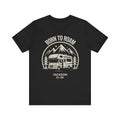 Born to Roam personalized camper van t-shirt in black with custom name and year