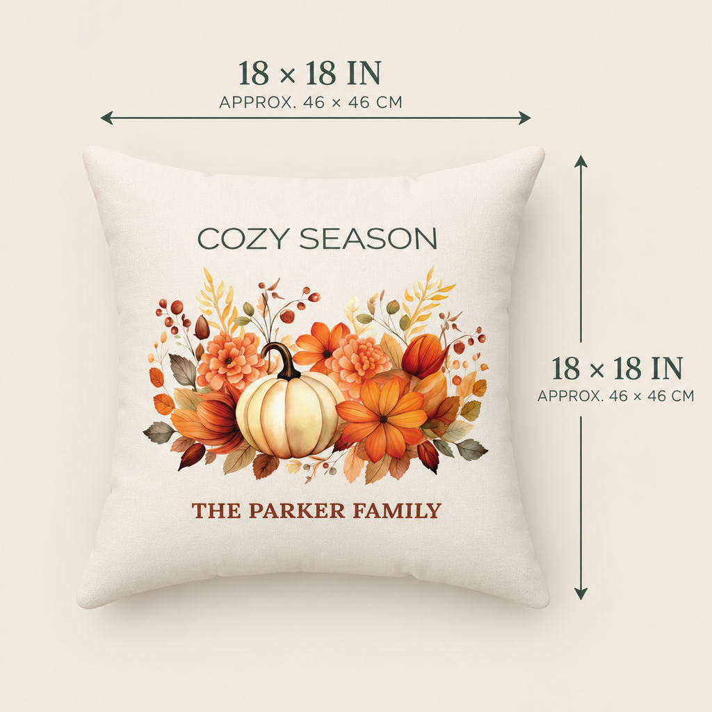 Close-up of the Cozy Season pillow fabric and concealed zipper