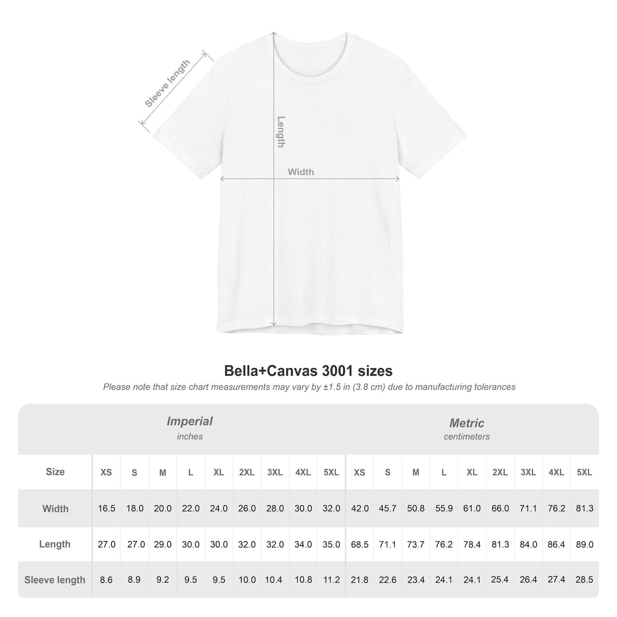 Cozy Season family t-shirt size chart and fit reference