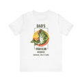 Dad's Fish Club personalized white t-shirt with retro bass graphic and family member names