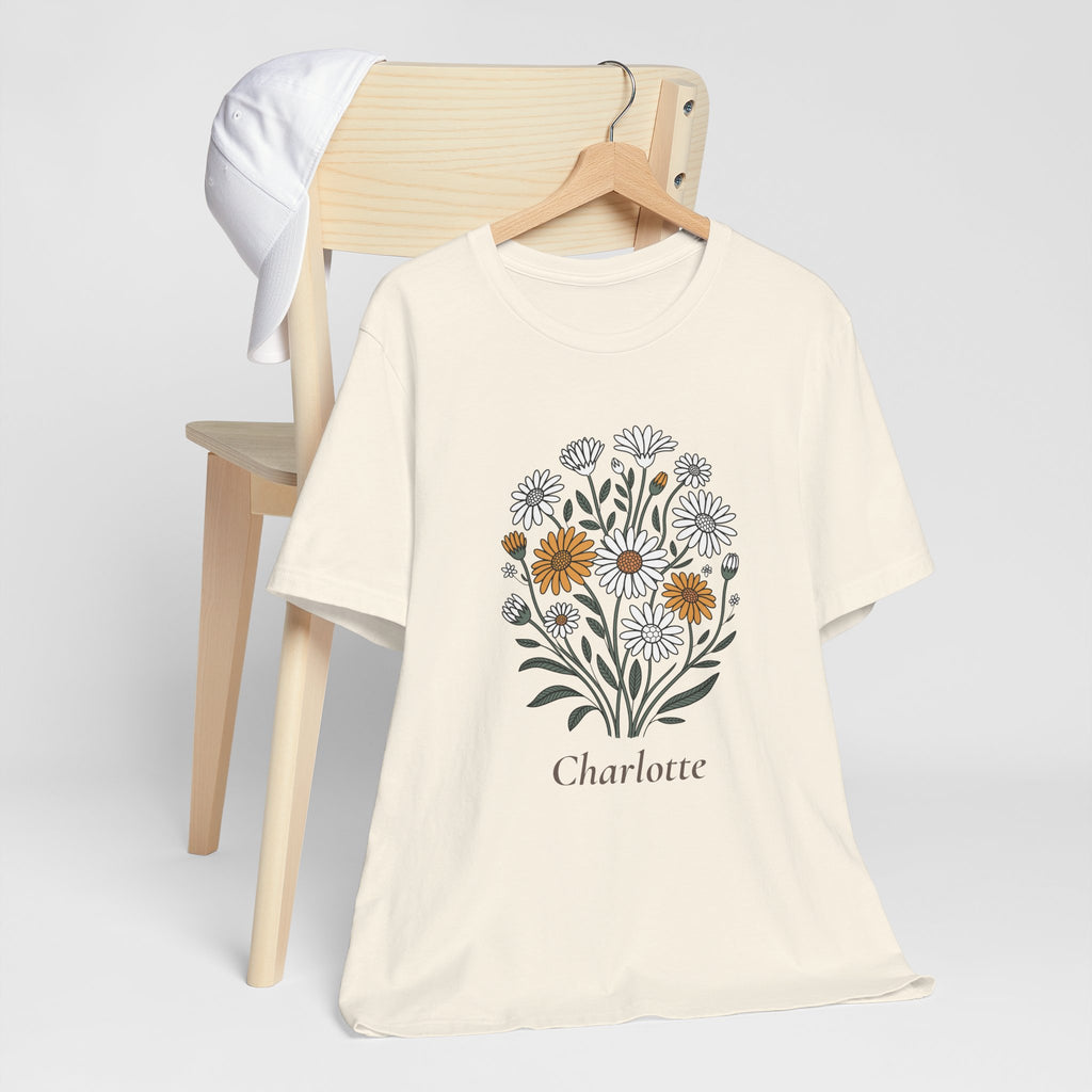 Daisy bouquet personalized t-shirt side view