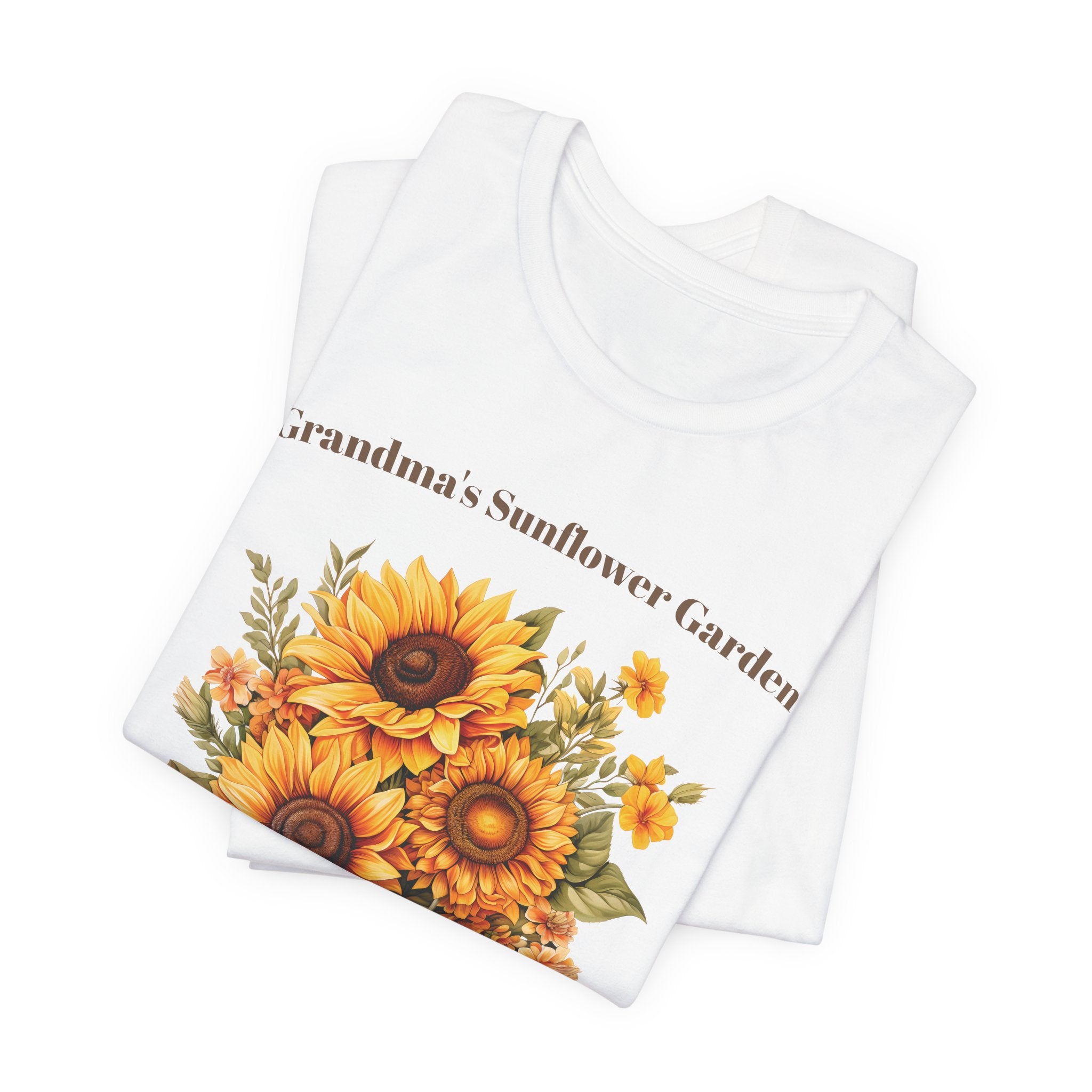 Grandma's Sunflower Garden personalized tee shown in an alternate color