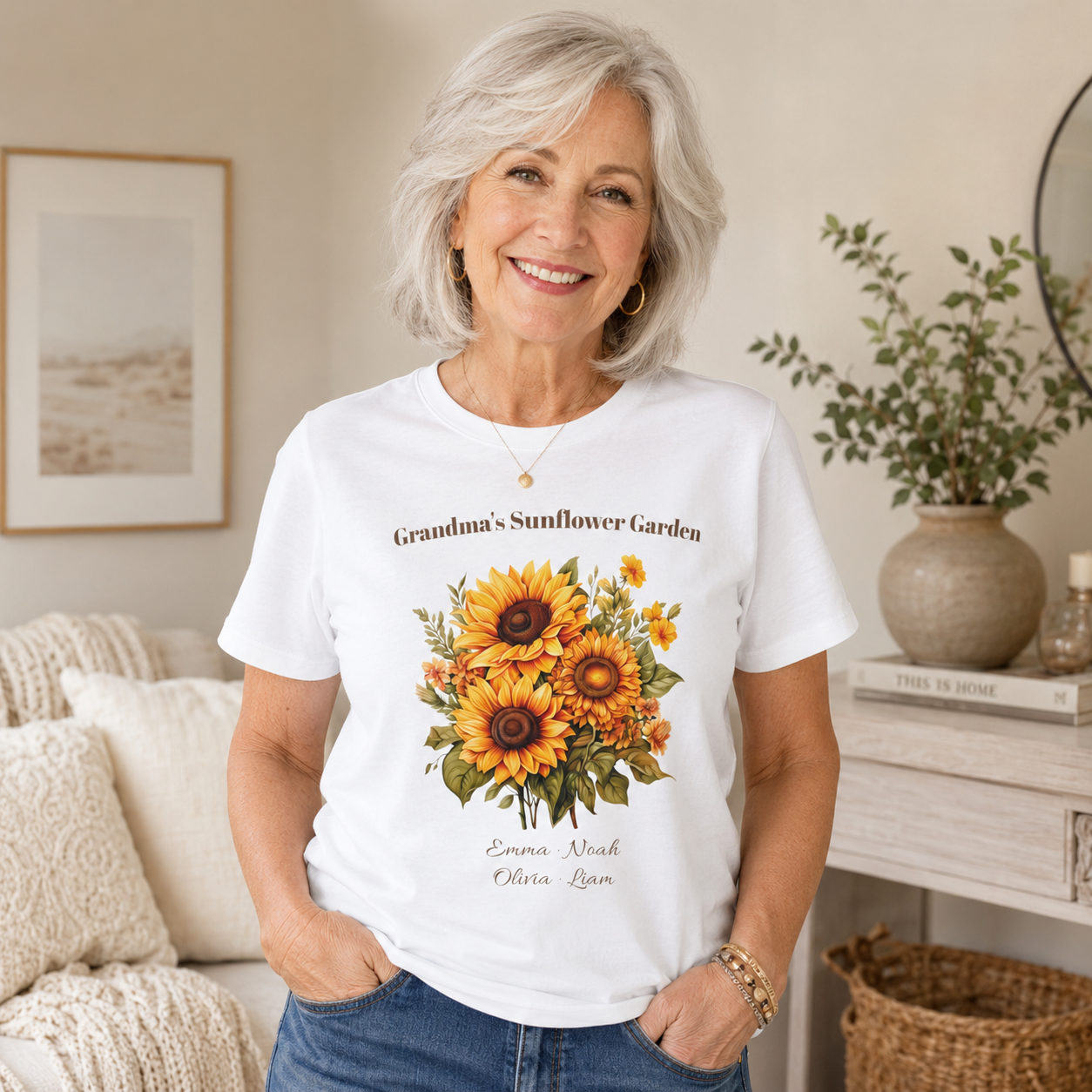 Grandma's Sunflower Garden t-shirt size and fit guide