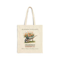 Personalized Grandma's Garden Co. natural cotton canvas tote with a wheelbarrow of wildflowers and custom grandkids' names