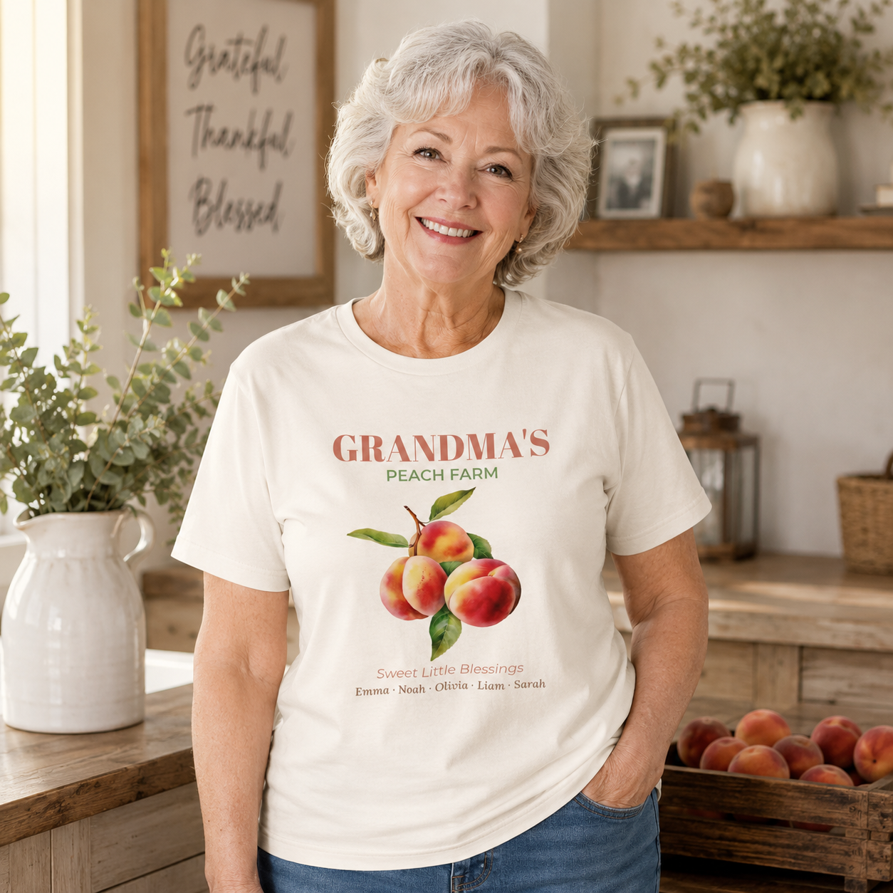 Grandma's Peach Farm t-shirt size and fit guide