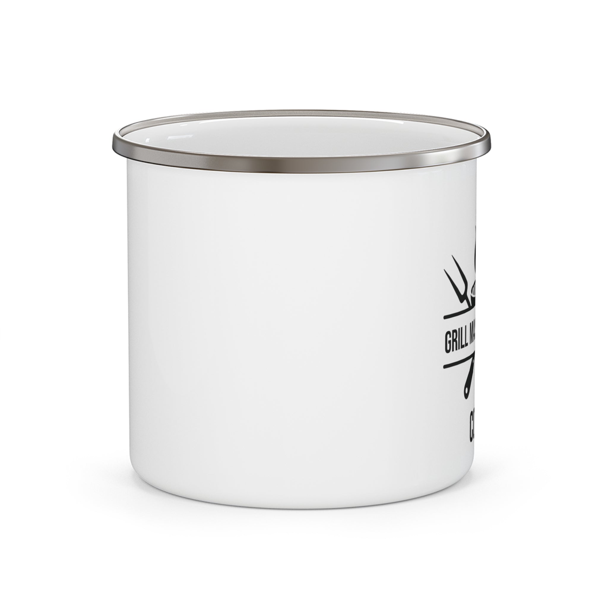 Grill Master Grandpa personalized mug displayed by the grill outdoors