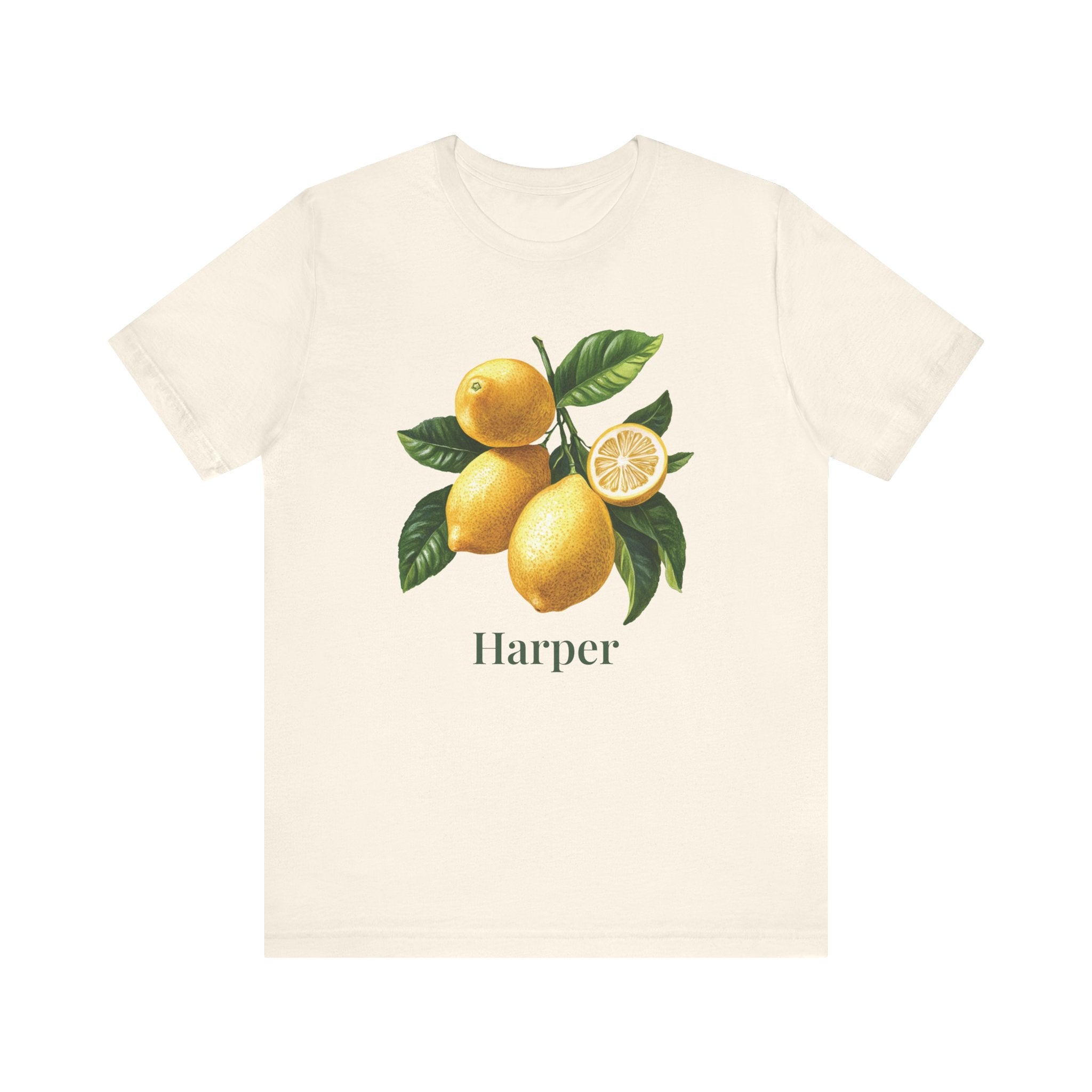 Back view of lemon branch personalized white t-shirt