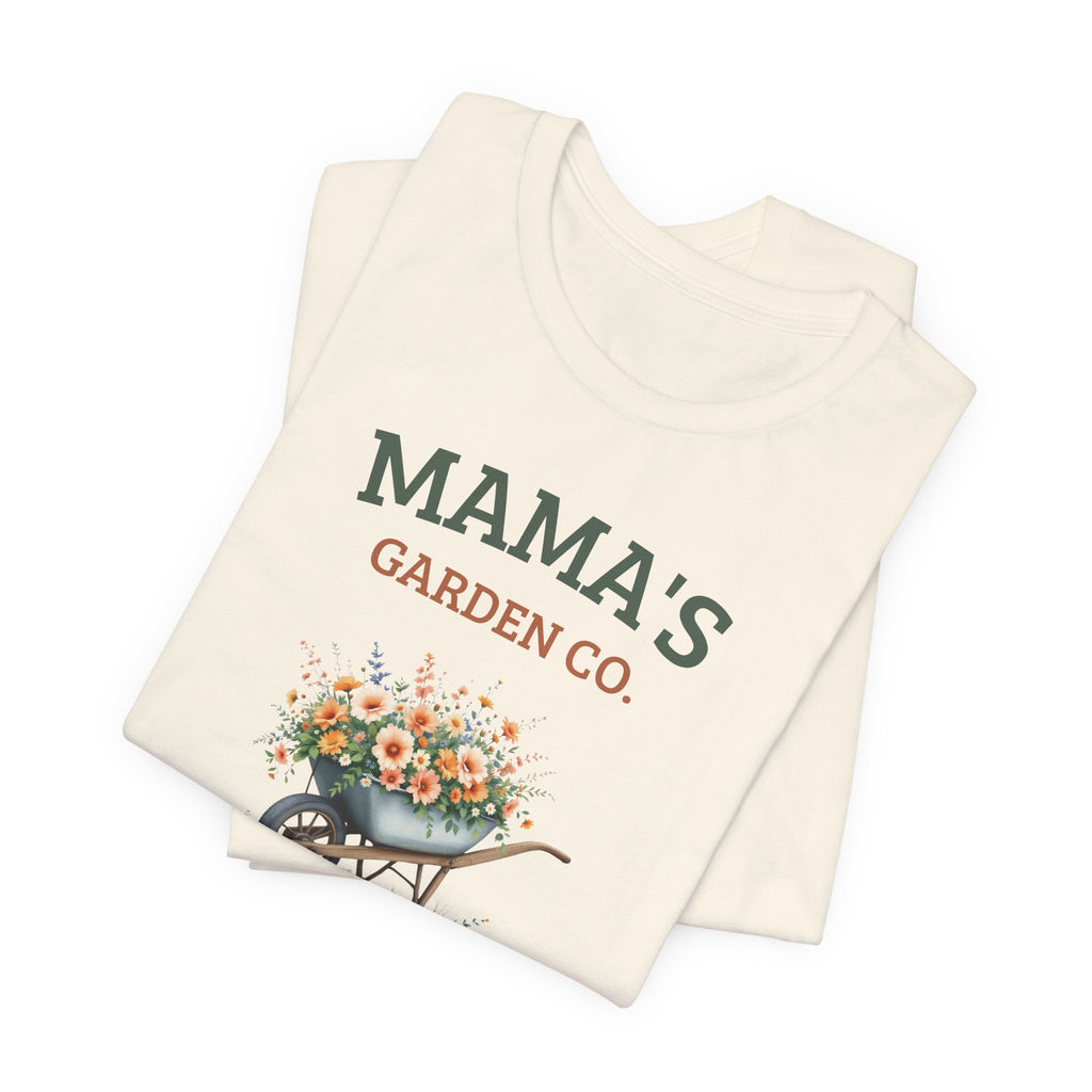Mama's Garden Co. personalized tee shown in natural color