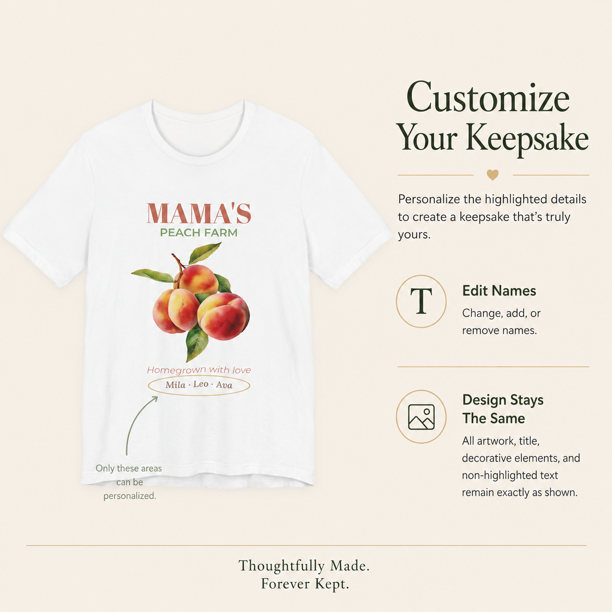 Mama's Peach Farm unisex t-shirt front view