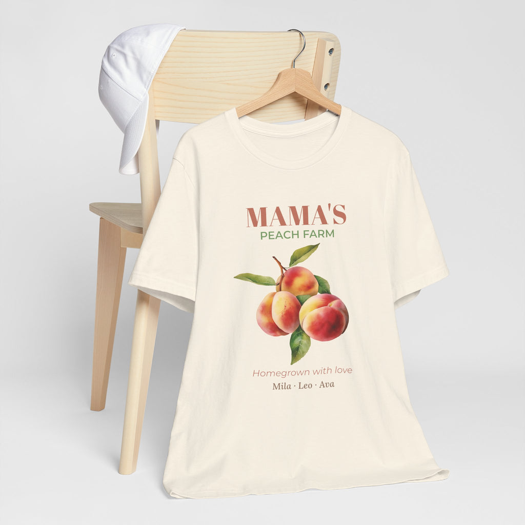 Mama's Peach Farm personalized t-shirt presented as a gift
