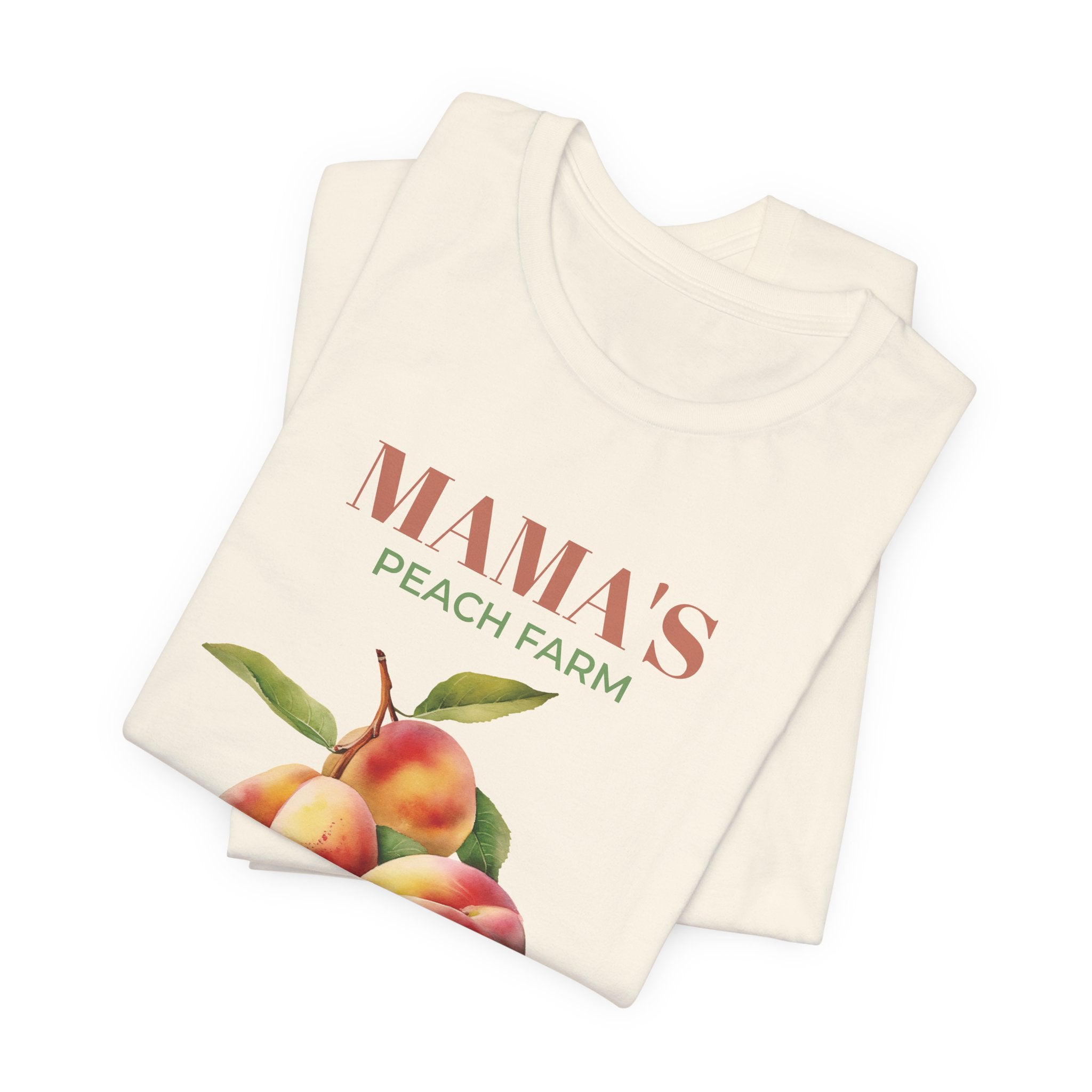 Mama's Peach Farm personalized tee displayed on a hanger