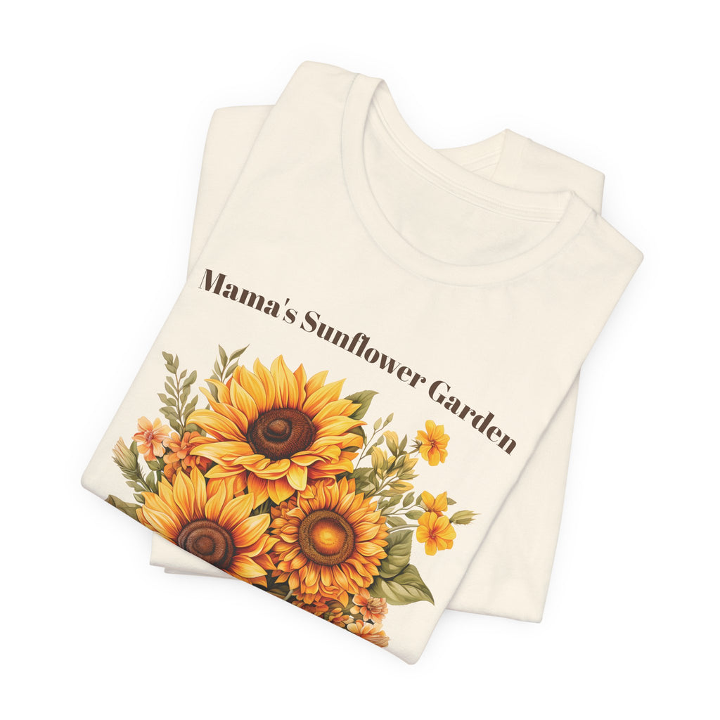 Close-up of the Mama's Sunflower Garden sunflower print design