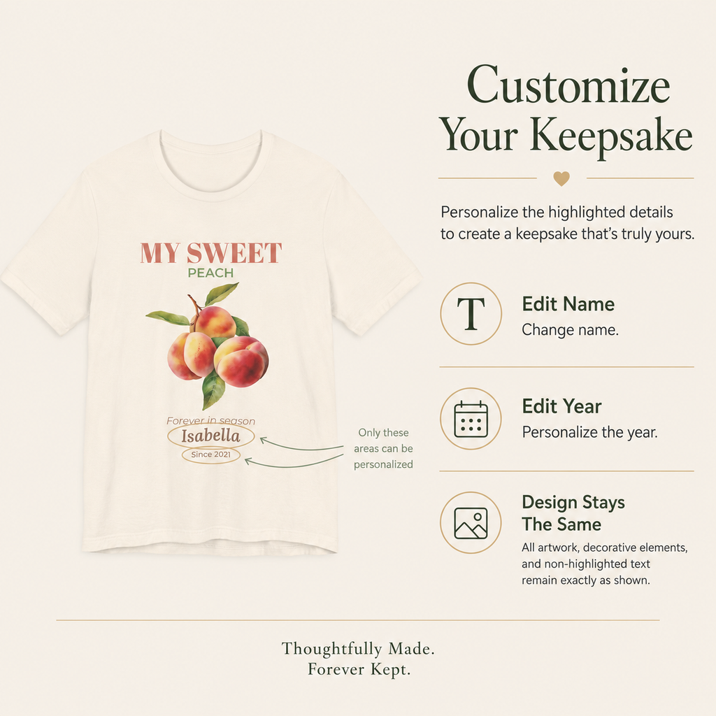 My Sweet Peach t-shirt fabric and neckline detail