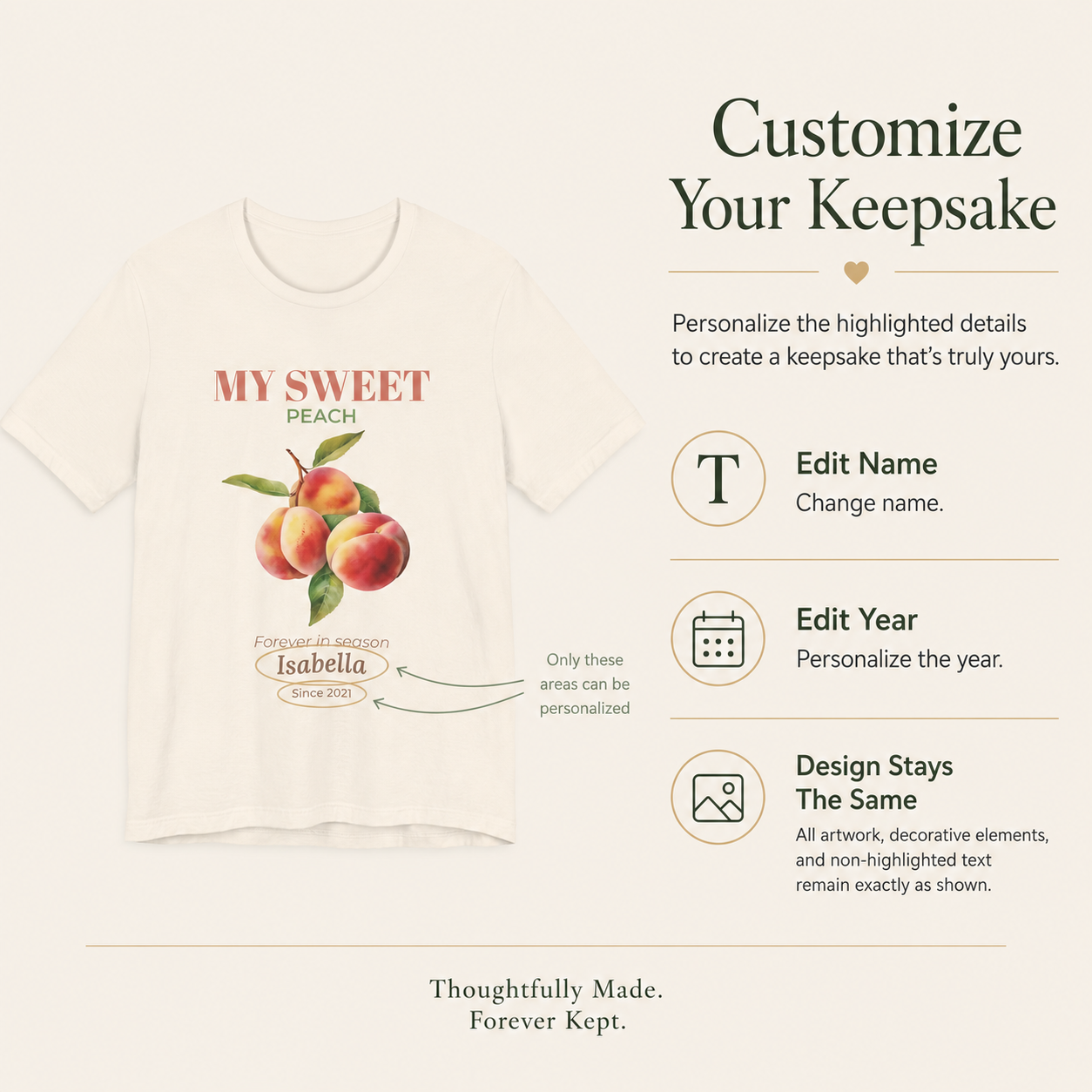 My Sweet Peach t-shirt fabric and neckline detail