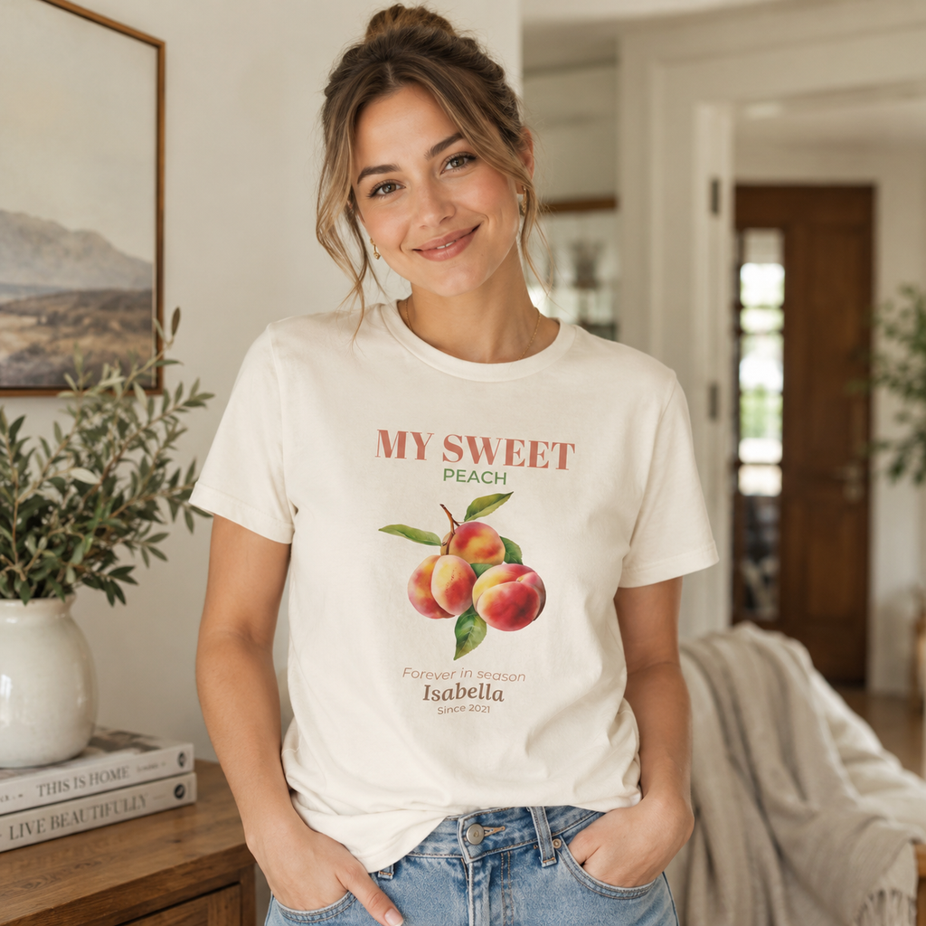 My Sweet Peach personalized tee shown in an alternate color