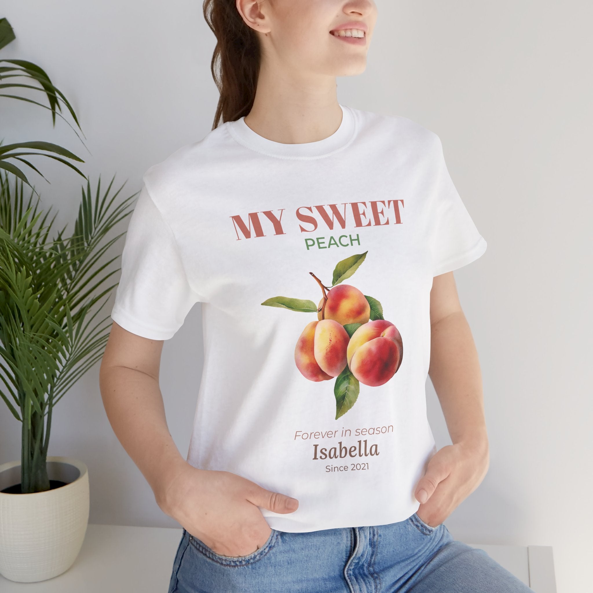 Close-up of the My Sweet Peach peach print design