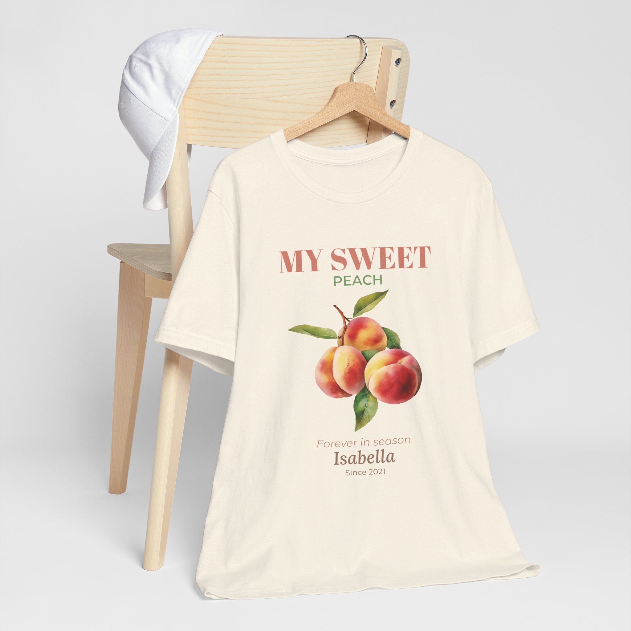 My Sweet Peach personalized t-shirt presented as a gift